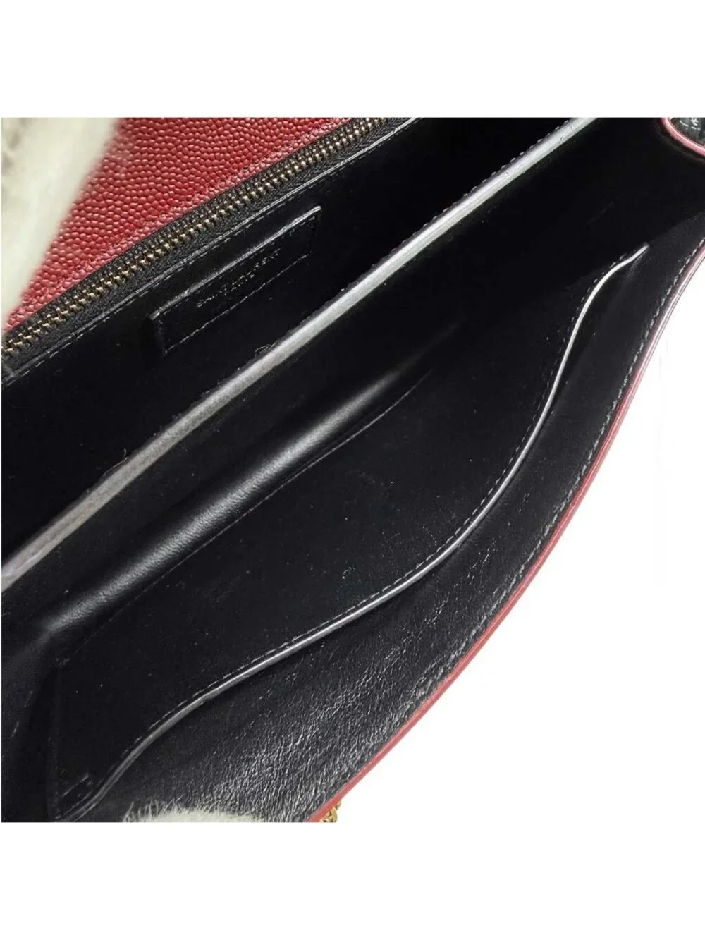 Saint Laurent Cassandra Envelope Chain Shoulder Bag Leather Red Gold